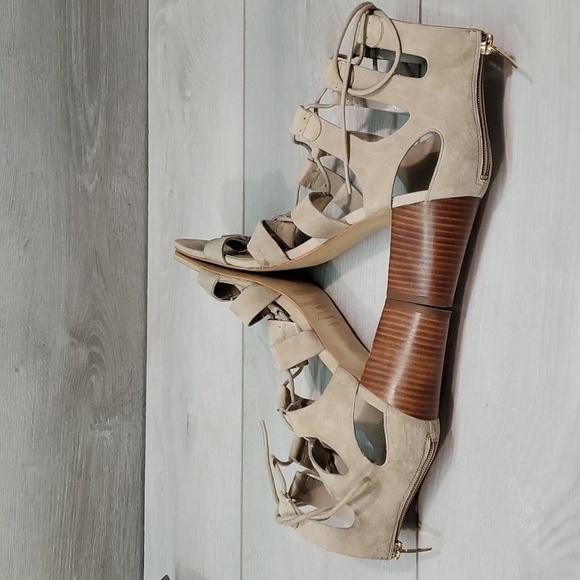 Marc Fisher Women Qmparadox Leather Ankle Heels Sandals shoes sz 9M - Picture 8 of 12